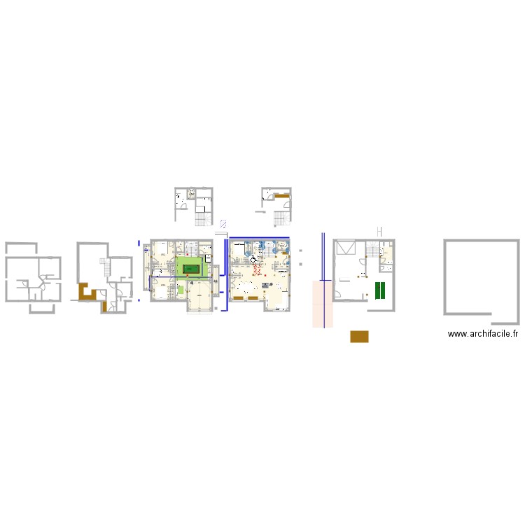 Petit chalet. Plan de 13 pièces et 186 m2