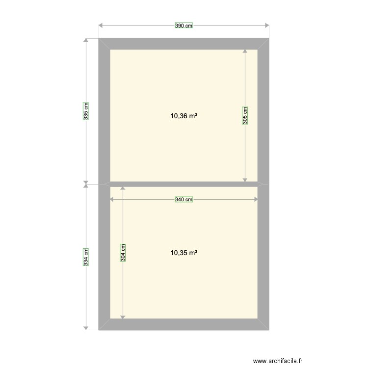 agrandissement leran. Plan de 2 pièces et 21 m2