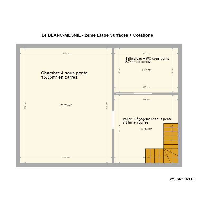 MIRI 2ème Etage Surfaces et Cotations. Plan de 0 pièce et 0 m2