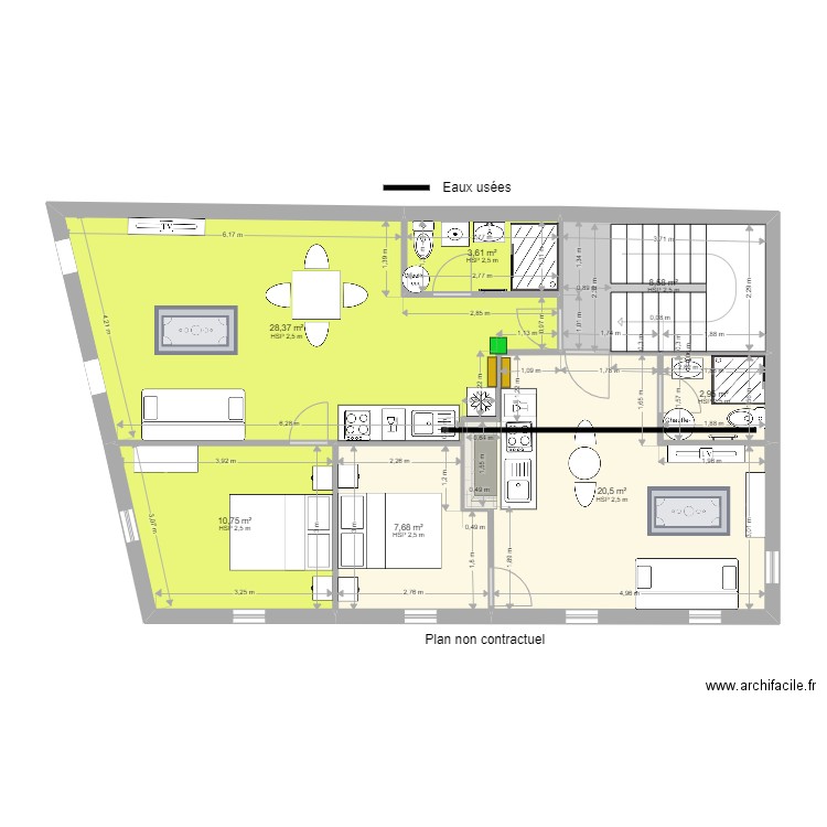 Aristide Briand Combles RESEAUX. Plan de 7 pièces et 82 m2