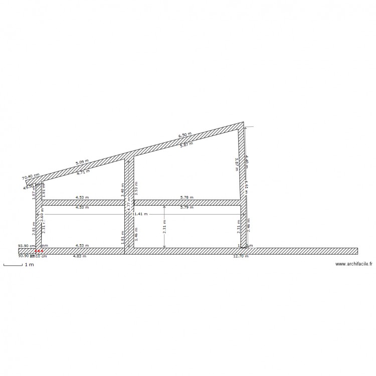 coupe. Plan de 0 pièce et 0 m2