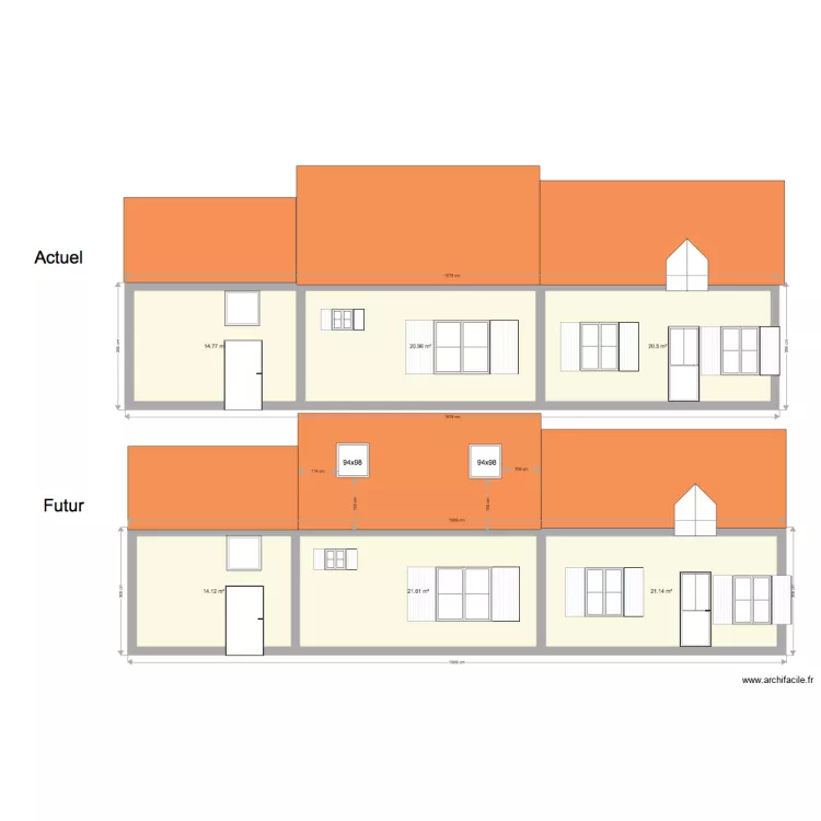 saint rhomble facade sud ouest. Plan de 