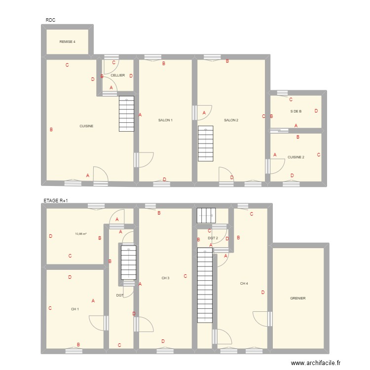 SAUNIER PLOMB. Plan de 17 pièces et 184 m2