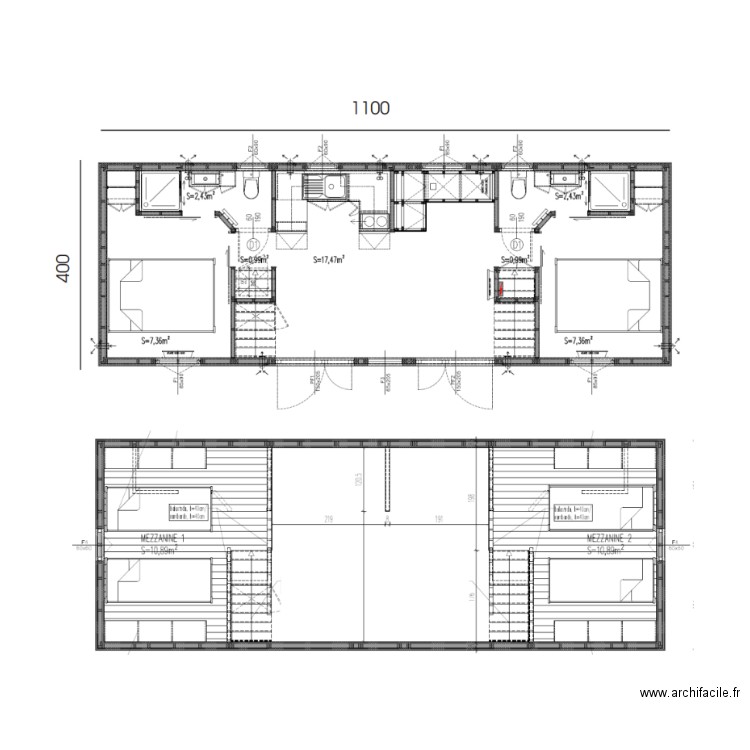 lodge. Plan de 0 pièce et 0 m2