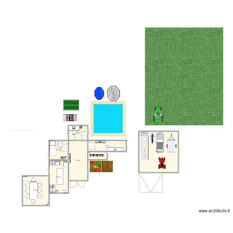 petite maison. Plan de 8 pièces et 51 m2