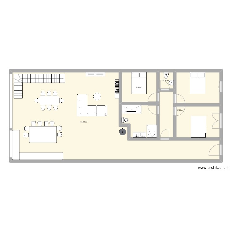 Remise Azillanet. Plan de 4 pièces et 144 m2