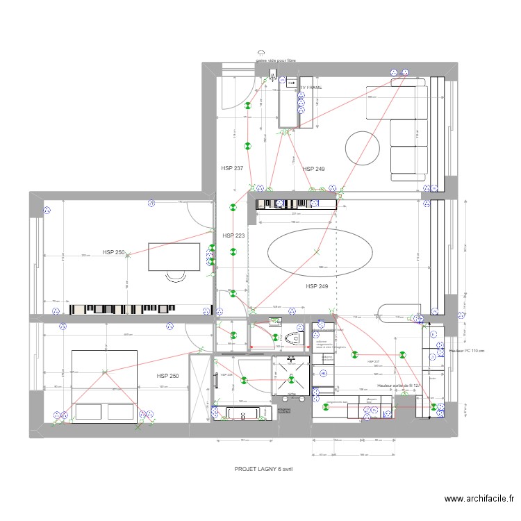 Plan Lagny élec 17 mars. Plan de 7 pièces et 18 m2