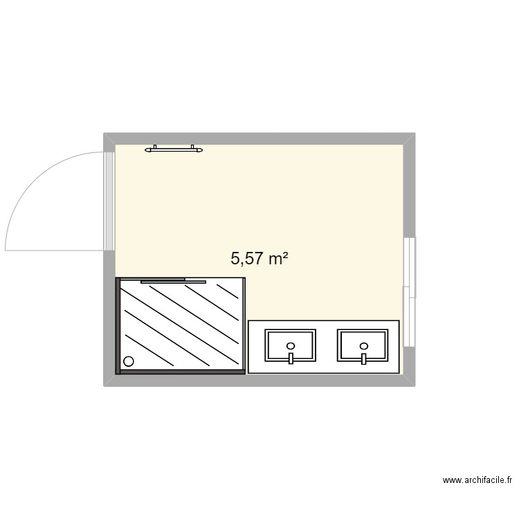 SDB. Plan de 1 pièce et 6 m2