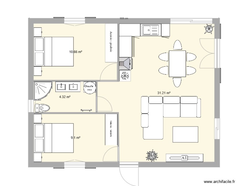 Plan Maison 60m2 Etage 2 Chambres | Ventana Blog