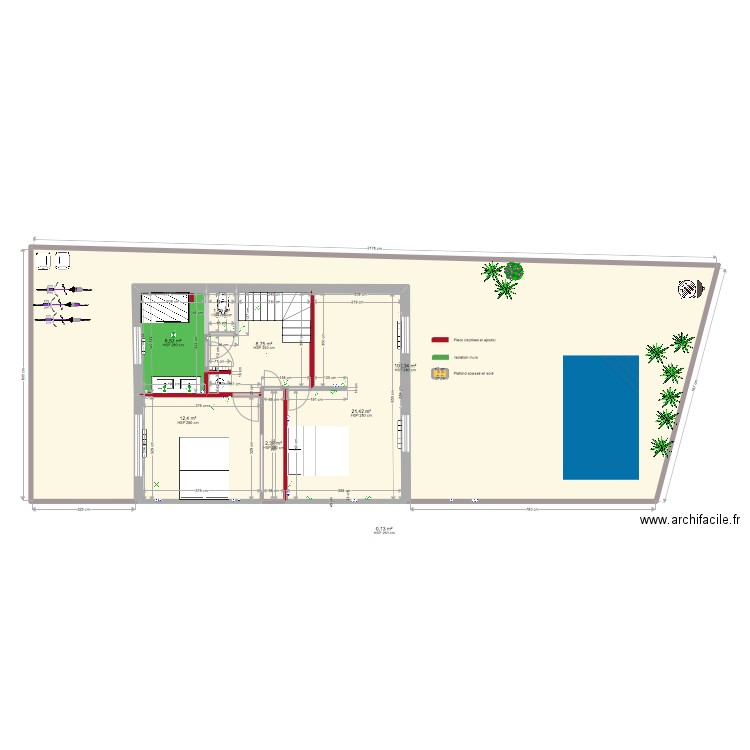 JdA 1er CARRELAGE. Plan de 8 pièces et 153 m2