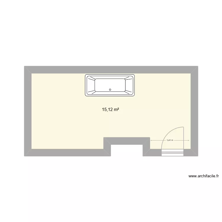 377 sdb. Plan de 1 pièce et 15 m²