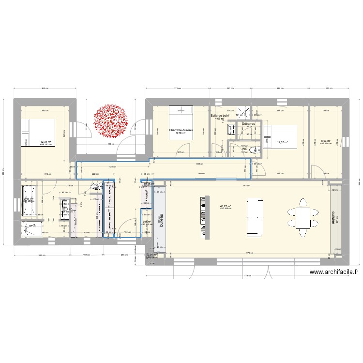 PLAN-25JUIN-sortie wc-dressing pour garage- 135m2. Plan de 17 pièces et 135 m2