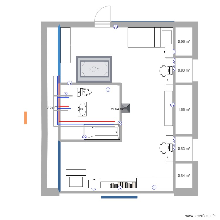 chambre bleu test flo opt2. Plan de 0 pièce et 0 m2