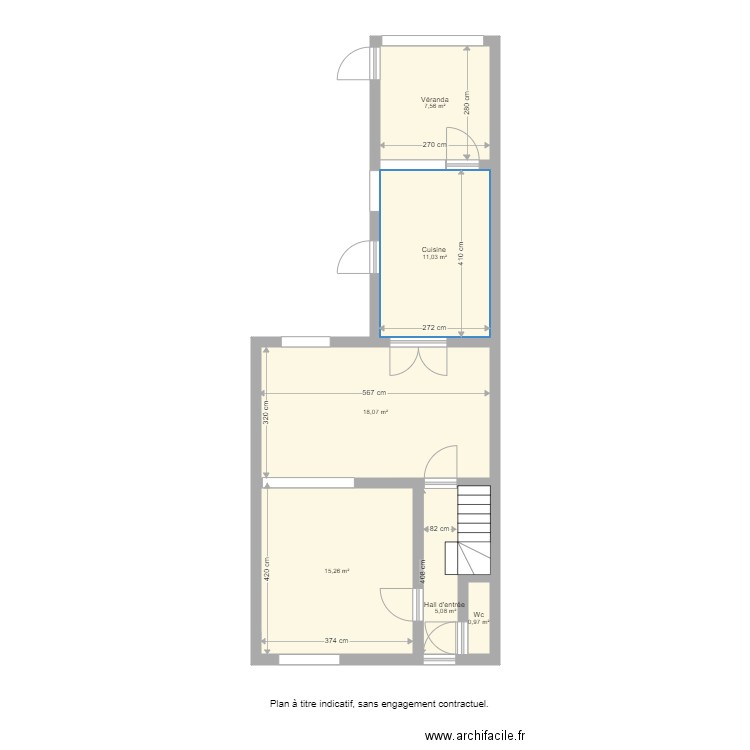 sur les thiers 289. Plan de 6 pièces et 58 m2