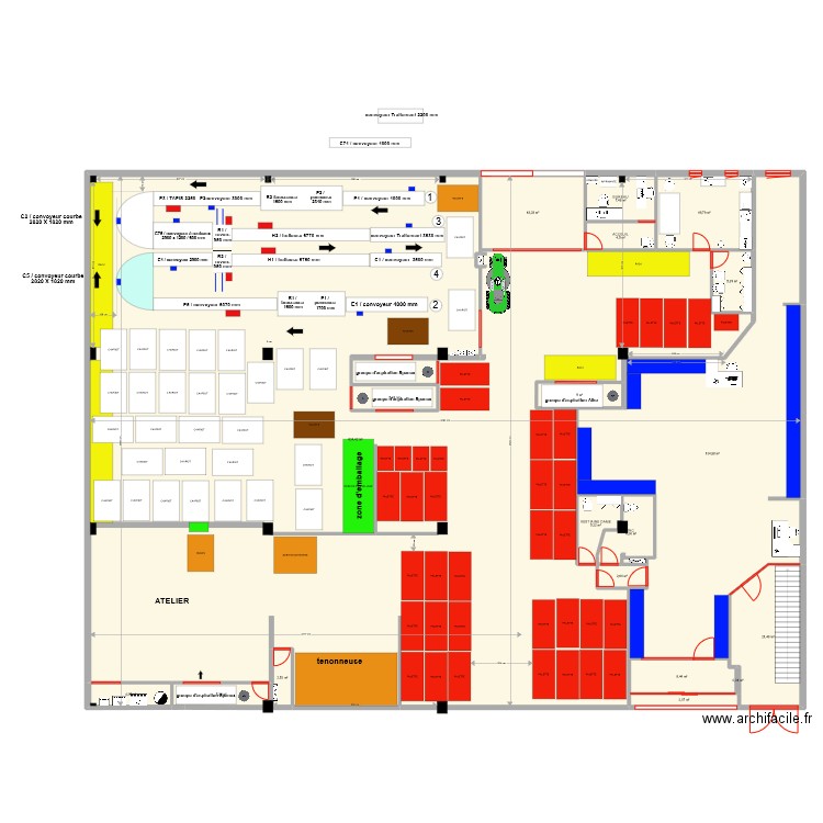 PROJET EMBALLAGE MODIFIE 10/01/2023. Plan de 20 pièces et 892 m2