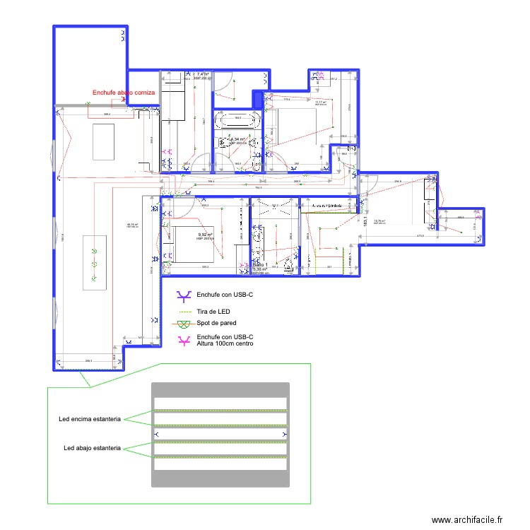 Paseo de gracia TiLo. Plan de 18 pièces et 130 m2