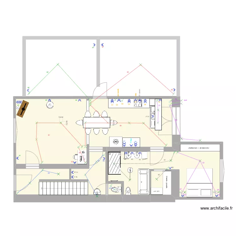 &eacute;lec avec cablage. Plan de 