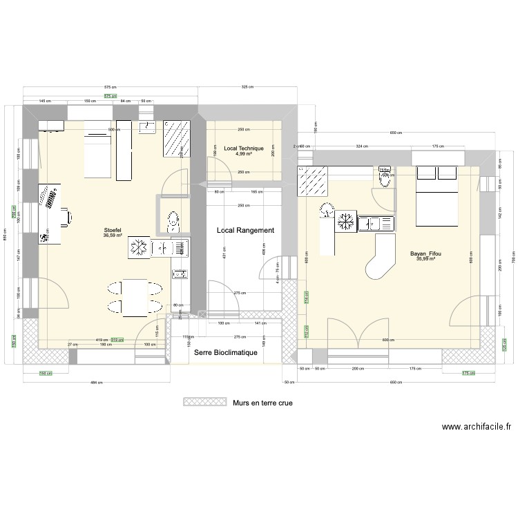 SERRE 5. Plan de 3 pièces et 78 m2