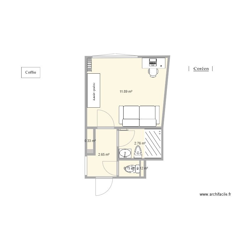 Bureau. Plan de 6 pièces et 19 m2