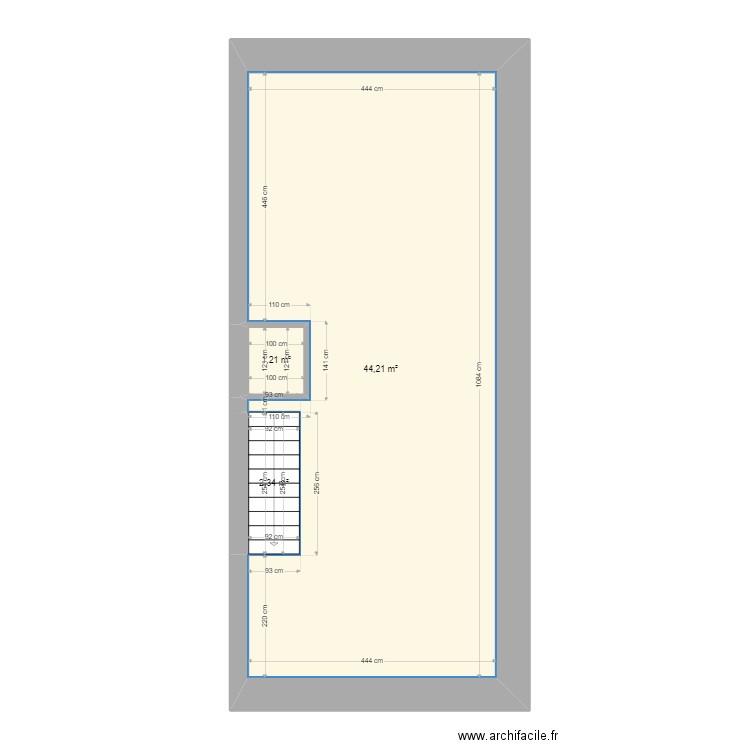 Fier downstairs. Plan de 3 pièces et 48 m2