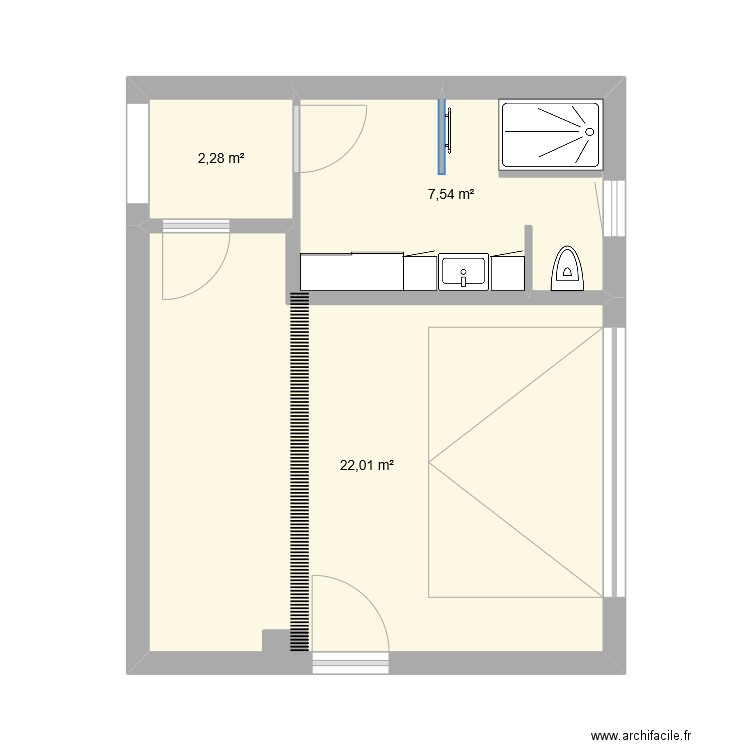 LAMARGUE SDBgarage PLAN4. Plan de 3 pièces et 32 m2