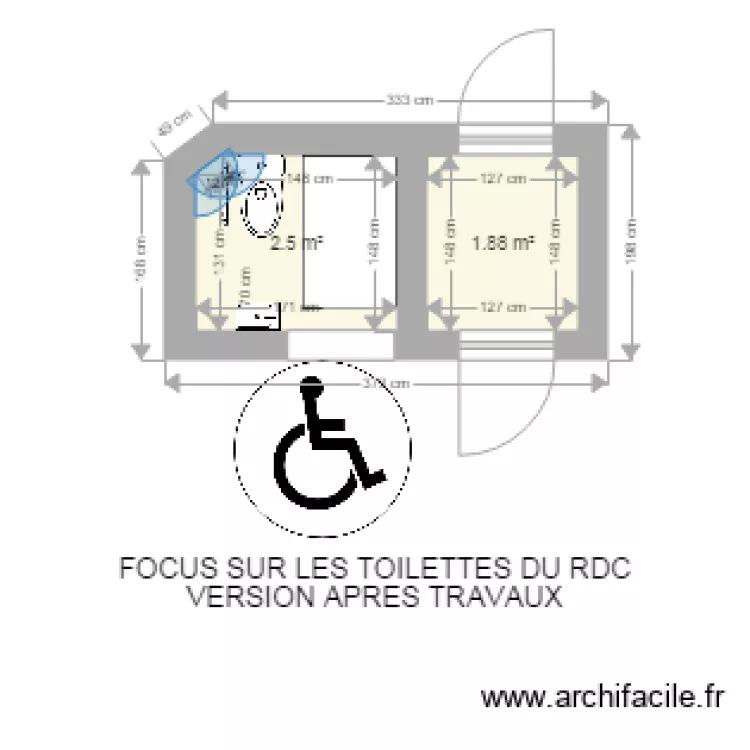 wc mairie de poet laval apr&egrave;s travaux. Plan de 