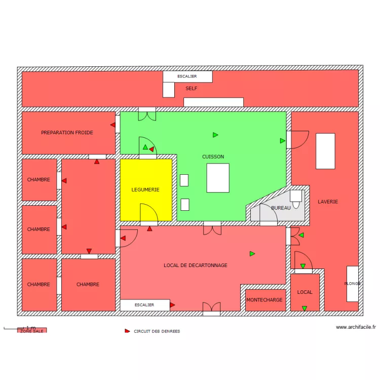 ANNEXE 1:plan de cuisine du coll&egrave;ge des pierres dor&eacute;es. Plan de 