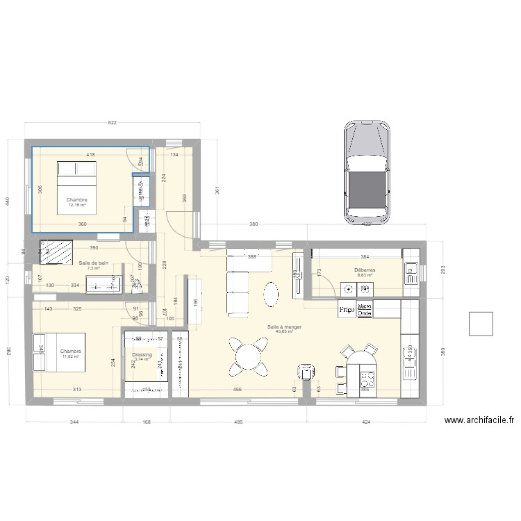 maison plein pied ultralight. Plan de 6 pièces et 87 m2