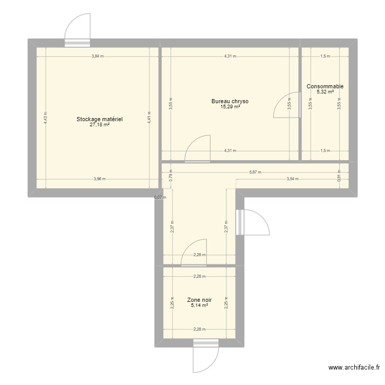 Exemple labo. Plan de 4 pièces et 53 m2