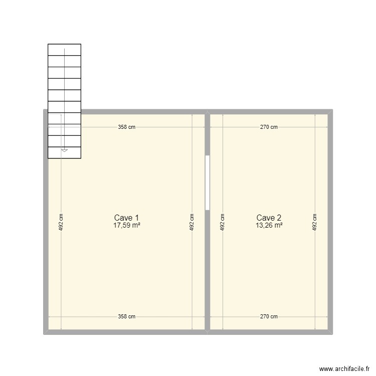 Plan caves Fanfares 34. Plan de 2 pièces et 31 m2