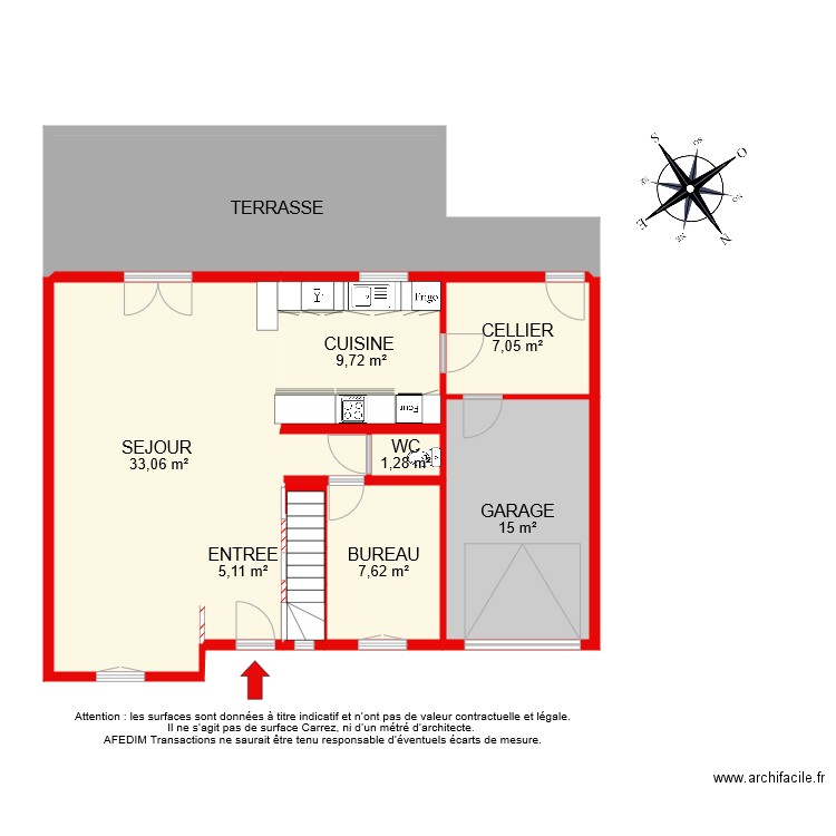 BI 8079 RDC. Plan de 12 pièces et 107 m2