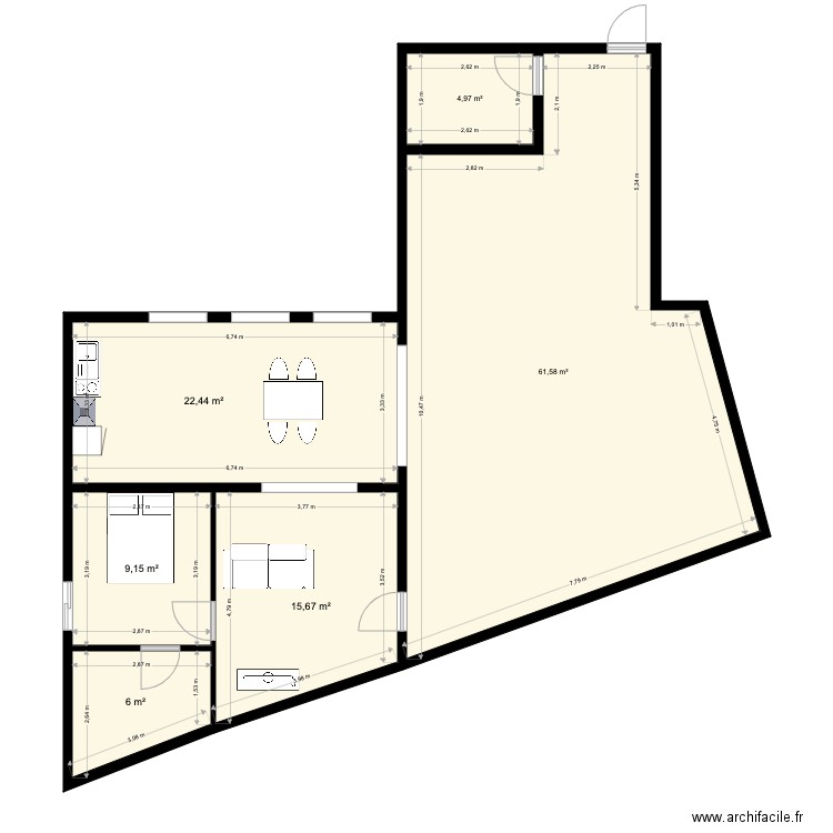 Valmy R1 v2. Plan de 6 pièces et 120 m2