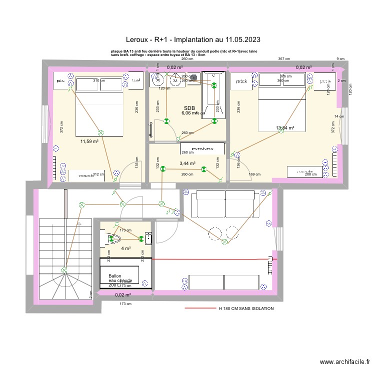 Option 2 LEROUX LA BAULE R+1 Electricite plomberie 11.05.2023. Plan de 0 pièce et 0 m2