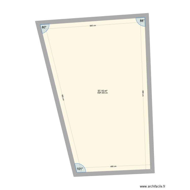 Test 16. Plan de 1 pièce et 57 m2