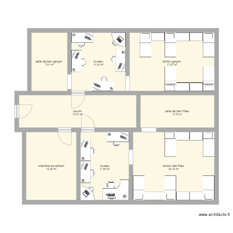 internat. Plan de 0 pièce et 0 m2