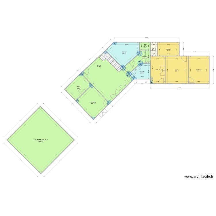 DERNIER PLAN XX. Plan de 13 pièces et 166 m2