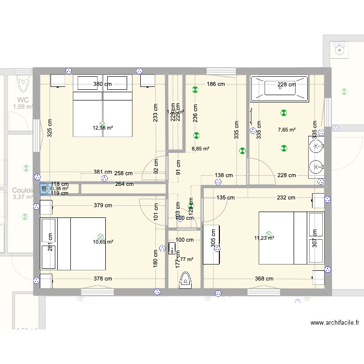 Mistral 2. Plan de 18 pièces et 192 m2
