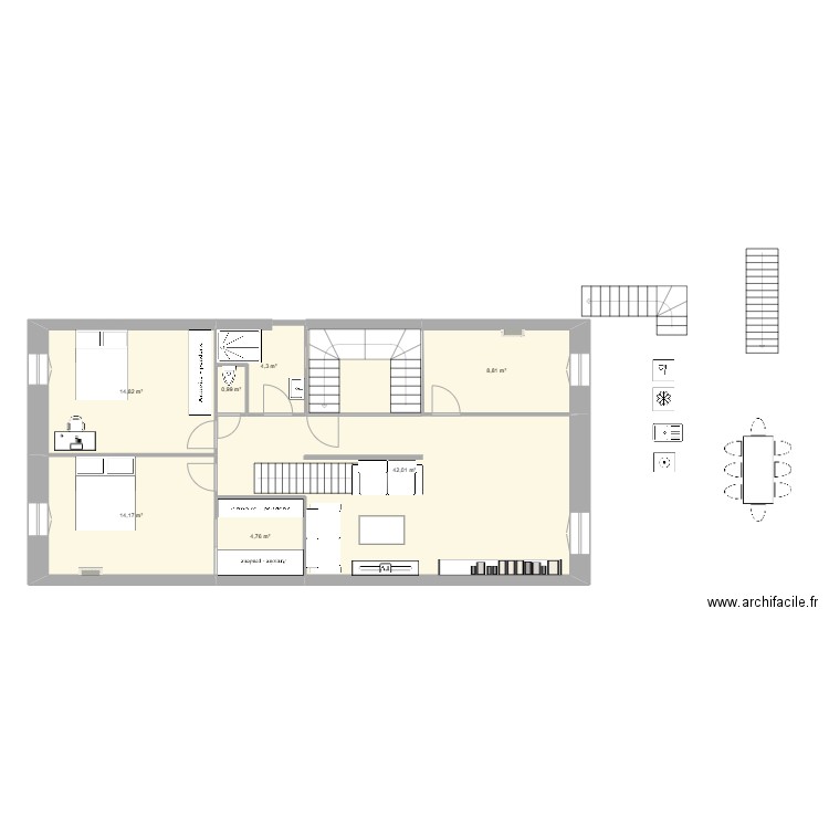 St Jo V2. Plan de 7 pièces et 90 m2