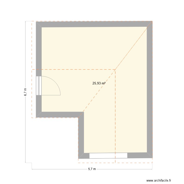 FOOT 24. Plan de 1 pièce et 26 m2