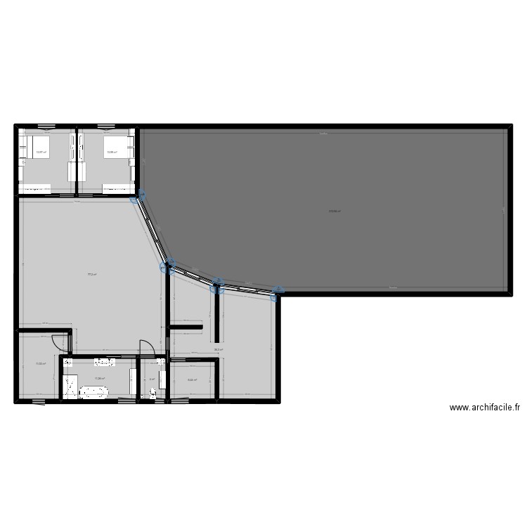 MAISON 2. Plan de 9 pièces et 387 m2