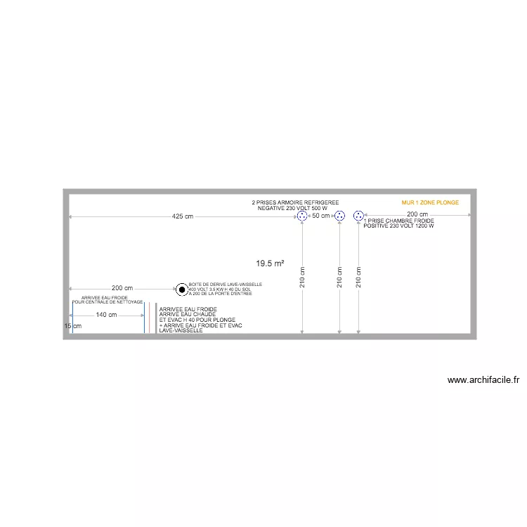 MUR 2 ZONE 7 BAR. Plan de 