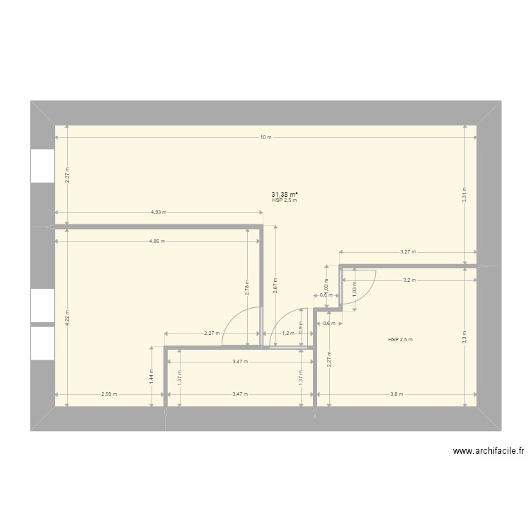 grenier croisette. Plan de 4 pièces et 65 m2