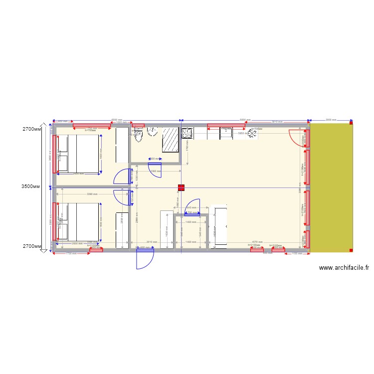 Barn Большой. Plan de 6 pièces et 76 m2