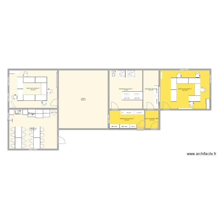 Pôle Formations externes. Plan de 8 pièces et 157 m2