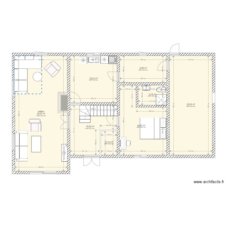 plan subasman. Plan de 8 pièces et 107 m2