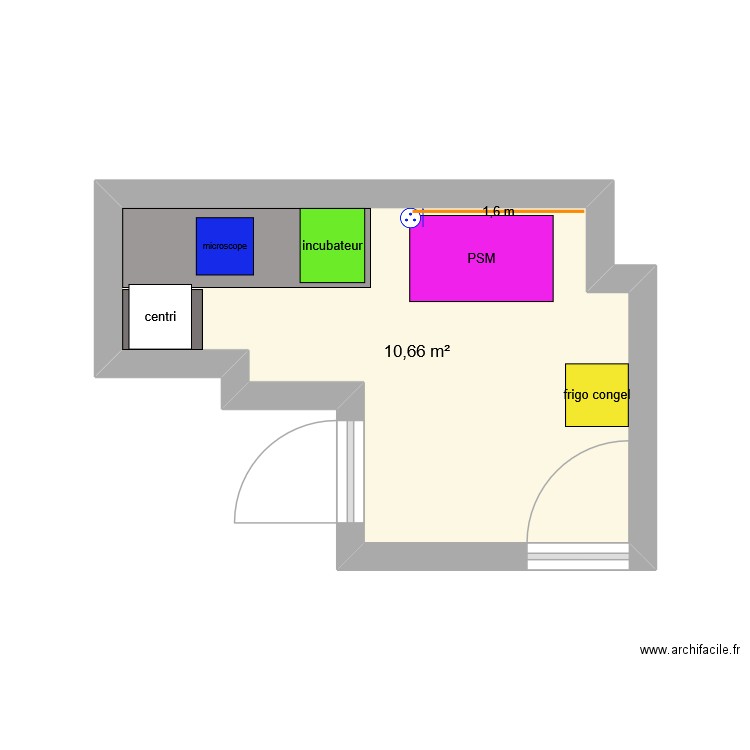 appart. Plan de 1 pièce et 11 m2