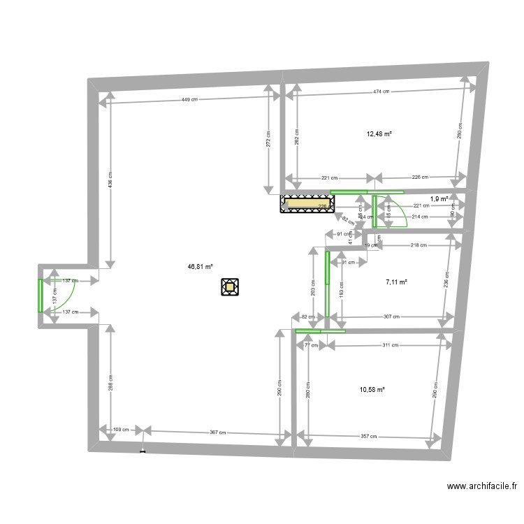 Cote T3 Jouarre. Plan de 7 pièces et 79 m2