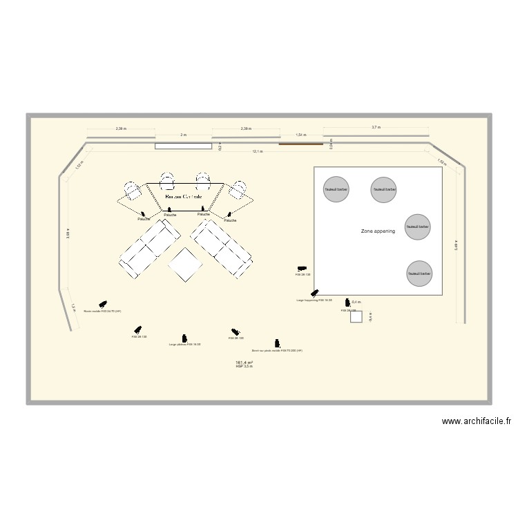Plateau Flamby x Philippe V2. Plan de 1 pièce et 161 m2