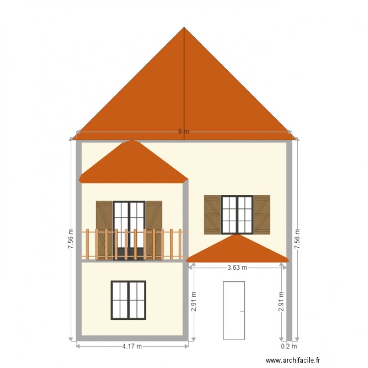 Plan de Coupe Facade Sud Projet 2. Plan de 0 pièce et 0 m2