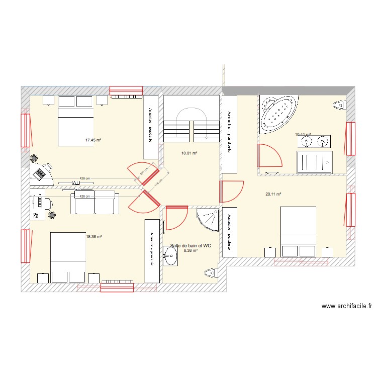 Aménagement sanitaire 1. Plan de 0 pièce et 0 m2